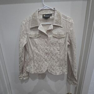 Christine Alexander Cream Embellished Blazer